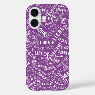 Mehrsprachige Liebe Text Lila iPhone Case