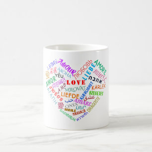 Mehrsprachige Liebe Textherz Kaffee Tasse