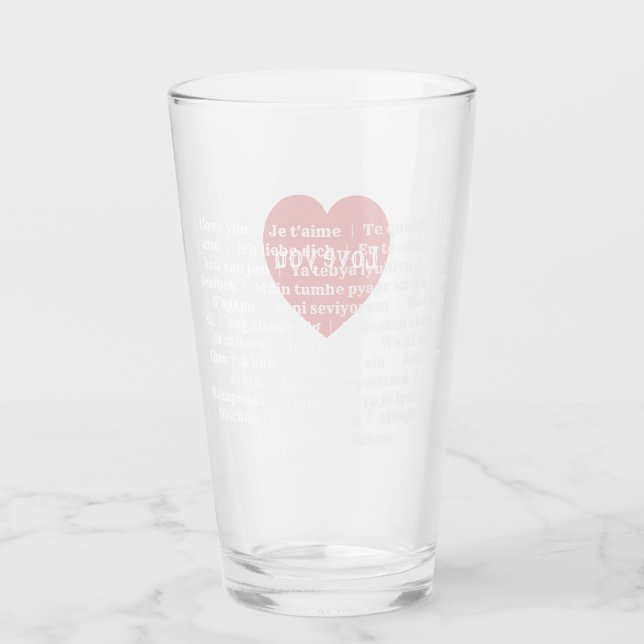Mehrsprachige Liebe Tumbler Red Heart Custom Desig (Vorderseite)