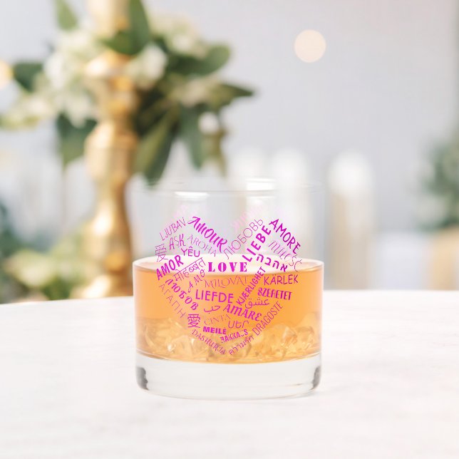 Mehrsprachige Liebe Word Text Ihr besonderes Gesch Whiskyglas (Insitu (Hochzeit))