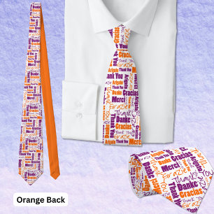 Mehrsprachige Lila Orange Vielen Dank Typografie Krawatte
