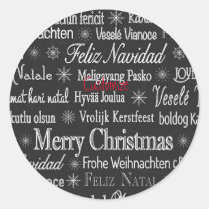 Mehrsprachige Merry Christmas Thunder_Cove Runder Aufkleber