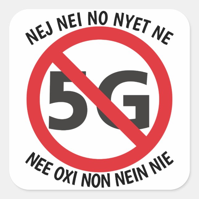 Mehrsprachige Nr. bis 5G-Aufkleber Quadratischer Aufkleber (Vorderseite)