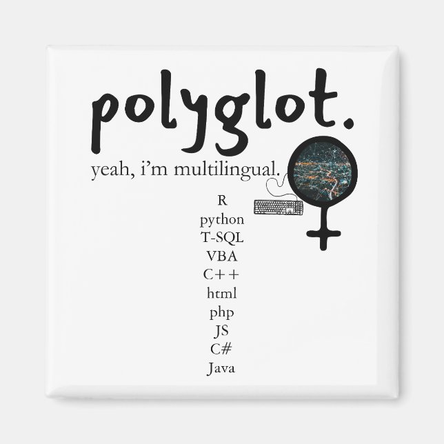 Mehrsprachige Polyglot-Anpassung (Frauen in Techni Magnet (Vorne)