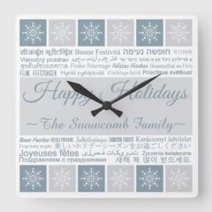 Mehrsprachige Uhr "Happy Holidays"