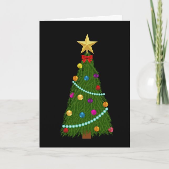 Mehrsprachige Weihnachtsbaumkarte Feiertagskarte (Vorderseite)