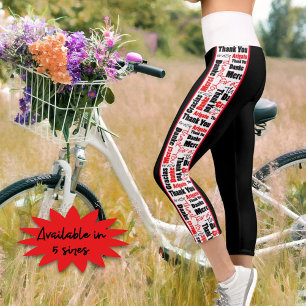Mehrsprachiger Dank für Typografie Vertikale Strei Capri Leggings