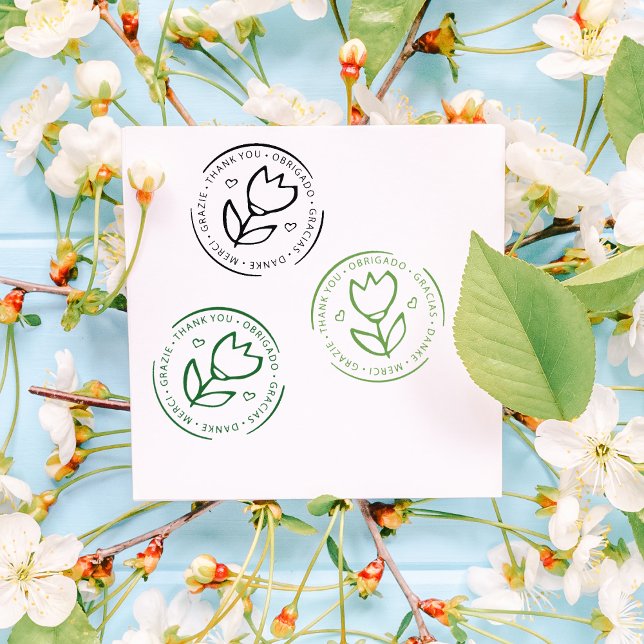Mehrsprachiger Dank, Niedliche Blume für kleine Un Gummistempel (Von Creator hochgeladen)