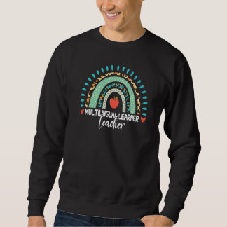 Mehrsprachiger Lernender Lehrer Leopard Regenbogen Sweatshirt