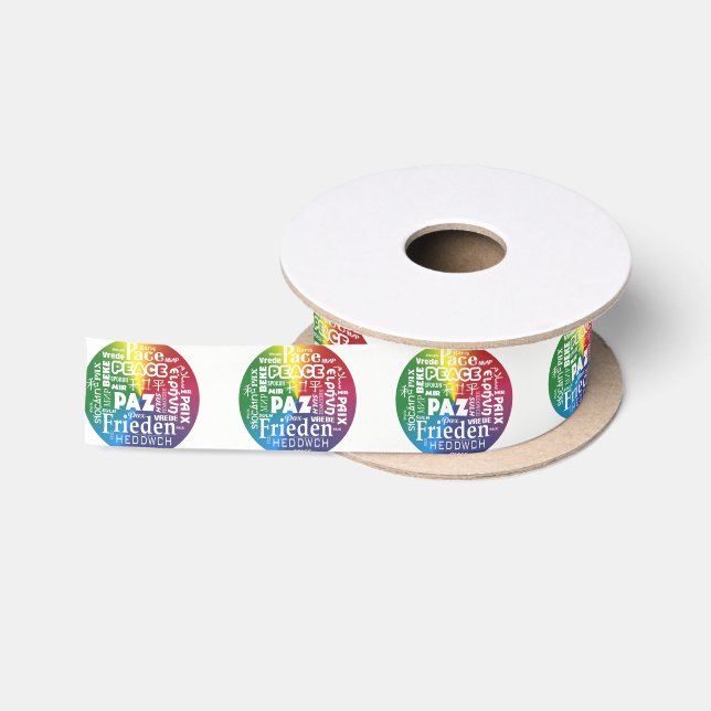 Mehrsprachiger Regenbogenfrieden Satin Ribbon Satinband (Spule)