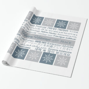 Mehrsprachiges Happy Holidays Packpapier