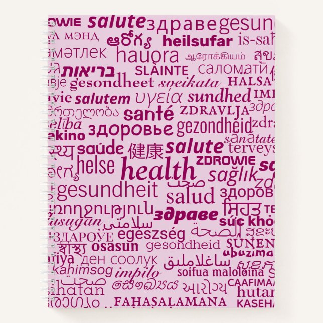 Mehrsprachiges Text-Health-Notebook - Farben auswä Notizbuch (Vorderseite)