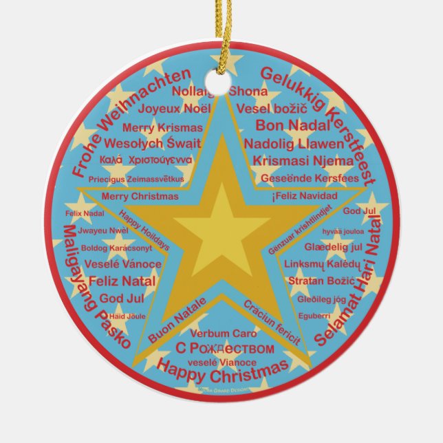 Mehrsprachiges Weihnachten Keramikornament (Vorne)