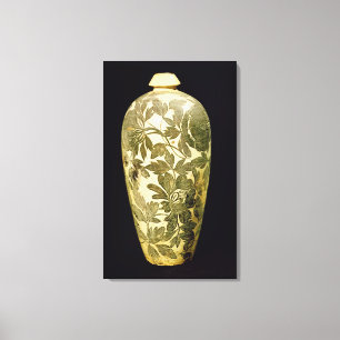 Mei P'ing Vase mit schwarzer Blumendekoration Leinwanddruck