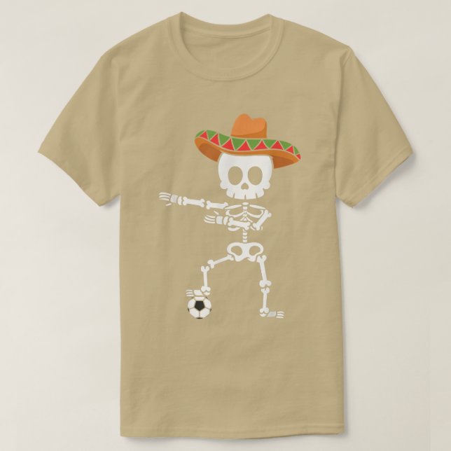 Meican Hat Skeleton Soccer Cinco De Mayo  T-Shirt (Design vorne)