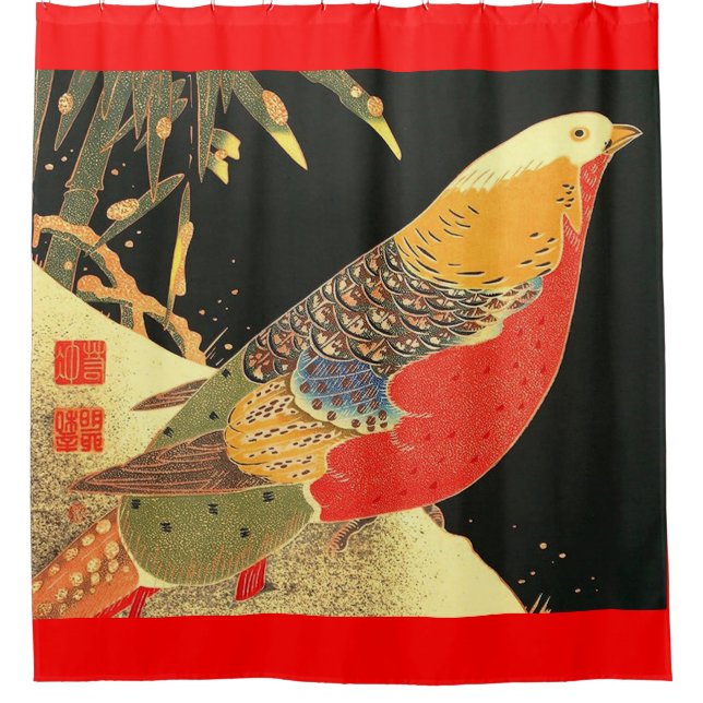 Meiji bird print duschvorhang (Vorderseite)