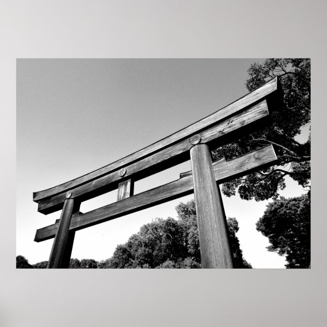 Meiji-Schrein, Torii aus Holz, Tokio Poster (Vorne)