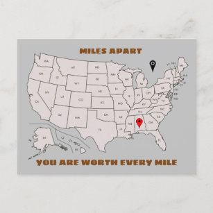 Meilen außer Alabama zu jeder Staat Postkarte