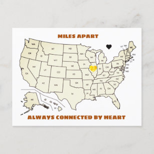 Meilen außer Illinois zu jeder Staat Postkarte