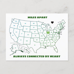 Meilen außer Indiana zu jeder Staat Postkarte