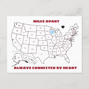 Meilen außer Wisconsin und jeder Staat Postkarte