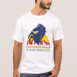 Meilen-hohes Stadt-Blau-Pferd T-Shirt