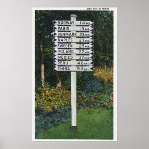 Meilen-Markierungs-Wegweiser Poster