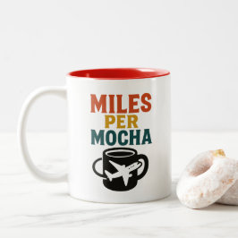 Meilen pro Mocha - Reisende Motivation Kaffeepause Zweifarbige Tasse