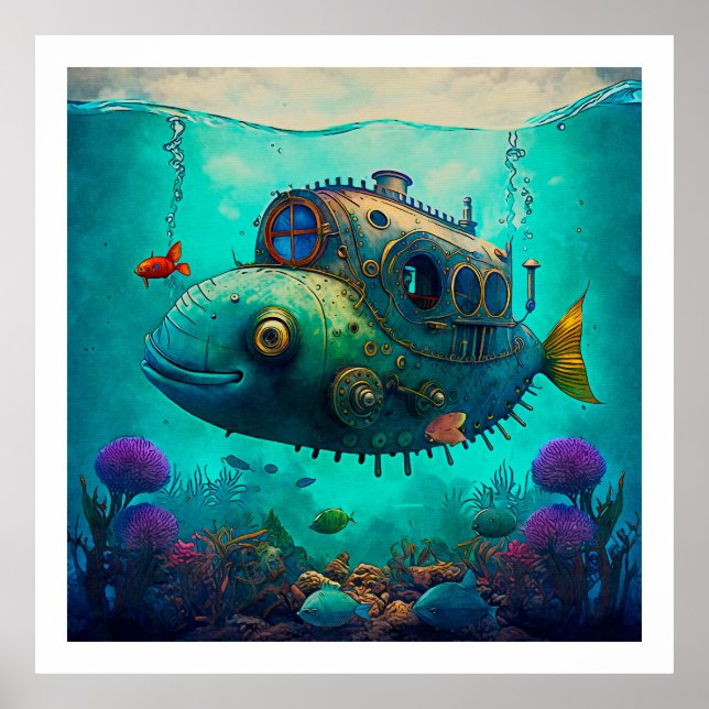 Meilen unter dem Meer Art Illustration Poster 2 (Vorne)