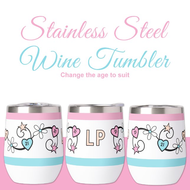 Meilenstein 21. Geburtstag Initialen pink peach (Von Creator hochgeladen)