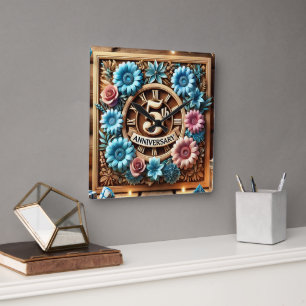 Meilenstein 5. Hochzeitstag Quadratische Wanduhr