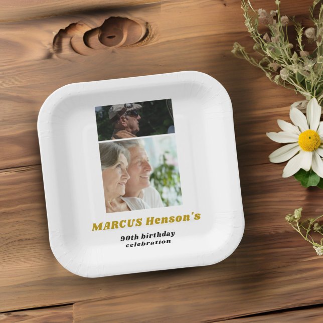 Meilenstein 90. Geburtstag 2 Fotos Pappteller (Von Creator hochgeladen)