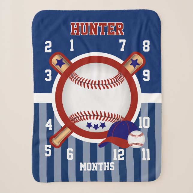 Meilenstein Baby Blanket - ⚾ Baseball Sport Sherpadecke (Vorderseite)