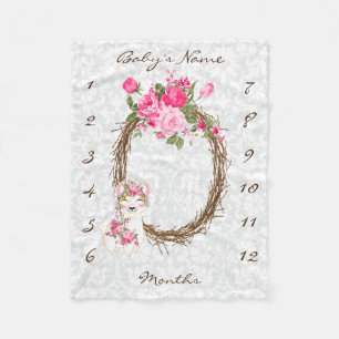 Meilenstein Baby Blanket - Llama - Pink Fleecedecke