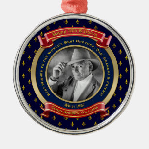 Meilenstein Birthday Gold Foto 70. Siebzigste Blau Ornament Aus Metall