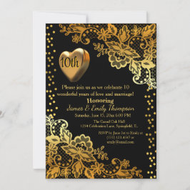 Meilenstein Black & Gold Hochzeitstag Party Einladung