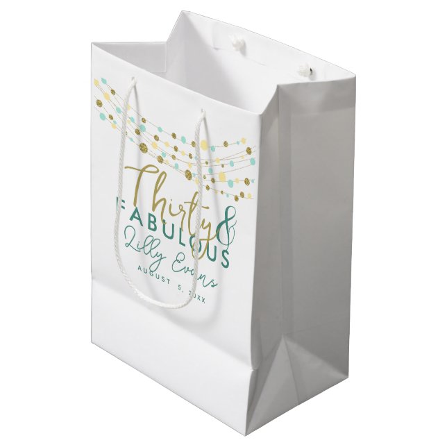 Meilenstein für die individuelle Geschenktasche Ge Mittlere Geschenktüte (Vorderseite Schrägansicht)