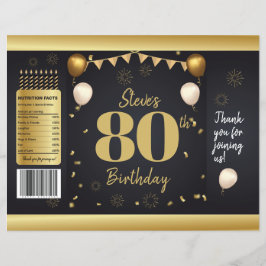 Meilenstein-Geburtstag Gold-Schwarz-Chip-Tüten-Ver Flyer