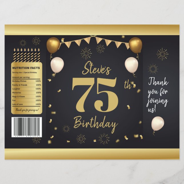 Meilenstein-Geburtstag Gold Schwarze Chip-Tüten-Ve Flyer (Vorne)