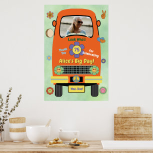 Meilenstein Groovy Hippie Geburtstagsfeier Poster