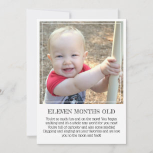 Meilenstein Keepake Card: 11 Monate alte Announc Ankündigung