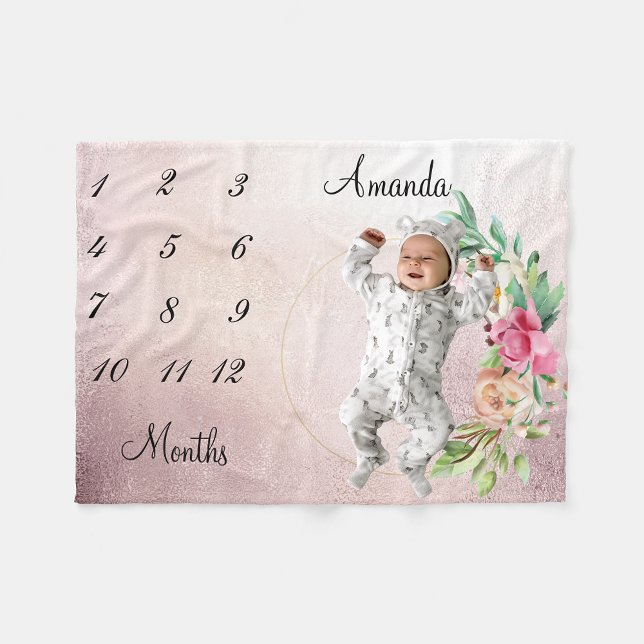 Meilenstein Vintage Rose Gold verblasste Baby Keep Fleecedecke (Von Creator hochgeladen)