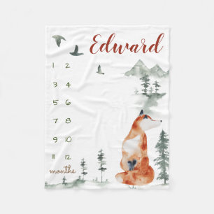 Meilensteine Aquarellwald Fox Fleecedecke