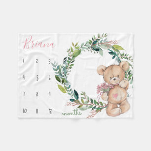 Meilensteinwachstumsverfolger - Teddybär Fleecedecke