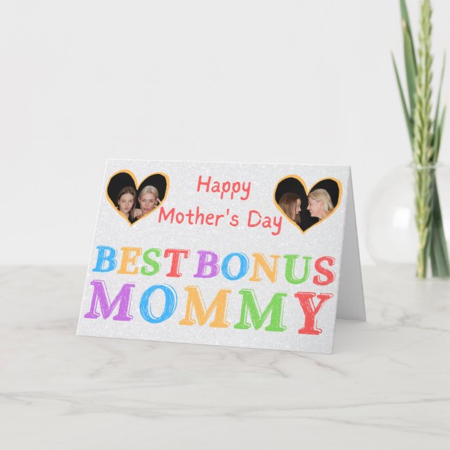 Meilleur Bonus Maman Photo personnalisée Carte de  (Devant)