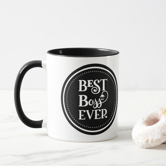 Meilleur Boss Jamais Mug De Café À Deux Tons (Avec donut)