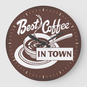 "Meilleur Café En Ville" Boutique Horloge murale