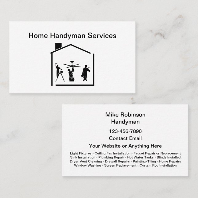 Meilleur Carte de visite Handyman simple (Devant / Derrière)