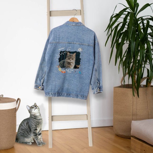 Meilleur chat Jamais Photo Denim Veste (Créateur téléchargé)