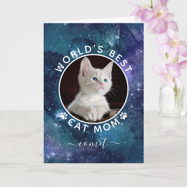 Meilleur Chat Maman Espace Photo Carte de la Fête  (Orchidée)
